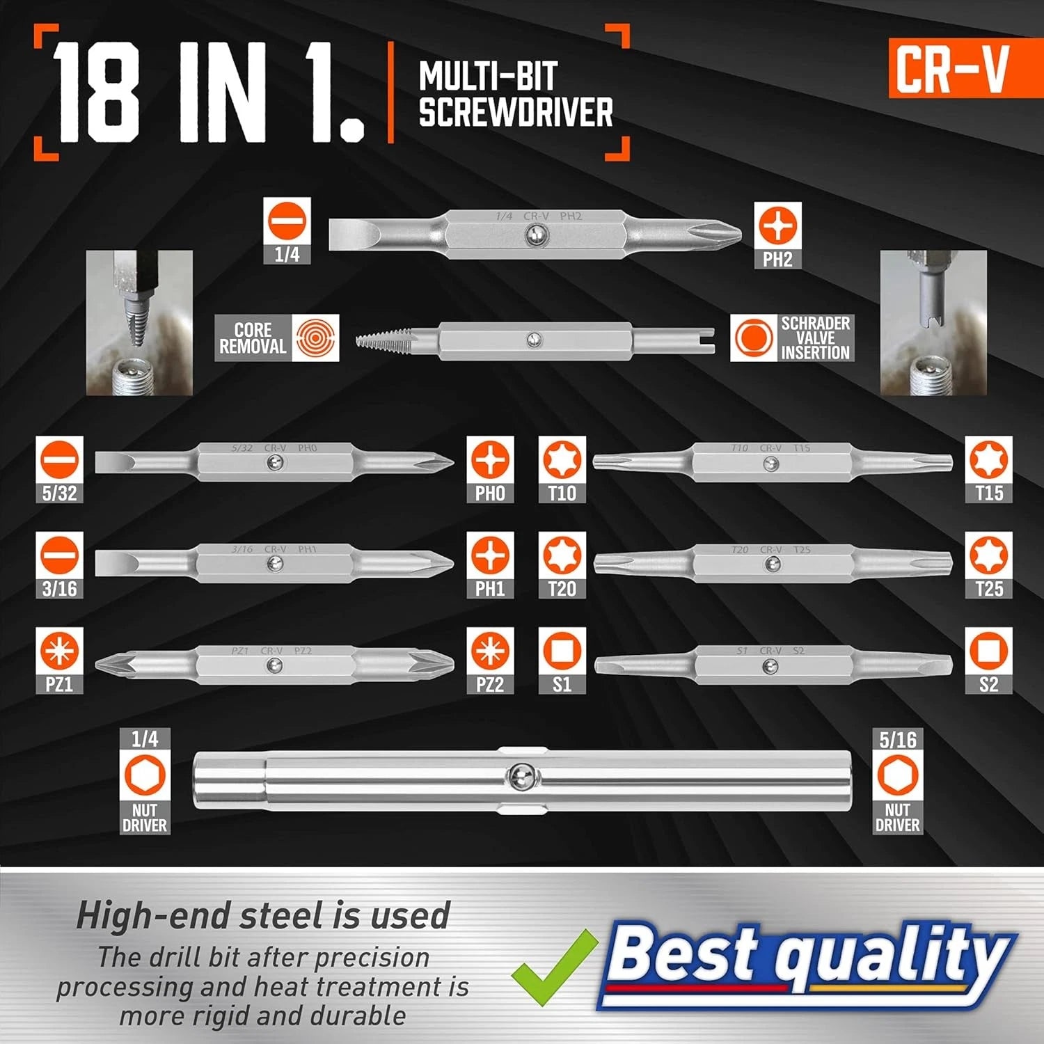 Amartisan 18-in-1 Multi-bit Screwdriver Set, Orange