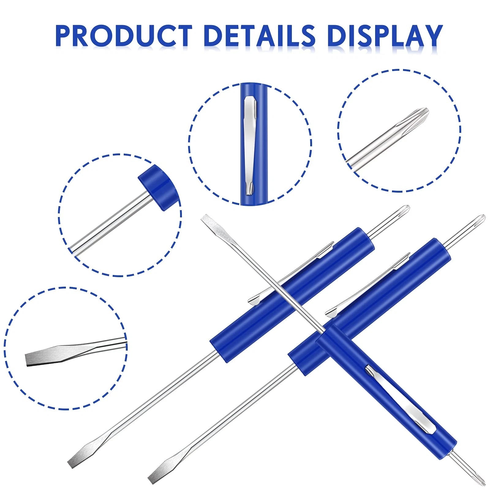 10 Pieces Pocket Screwdriver Set with Clip Double End and Slotted Two use Screwd