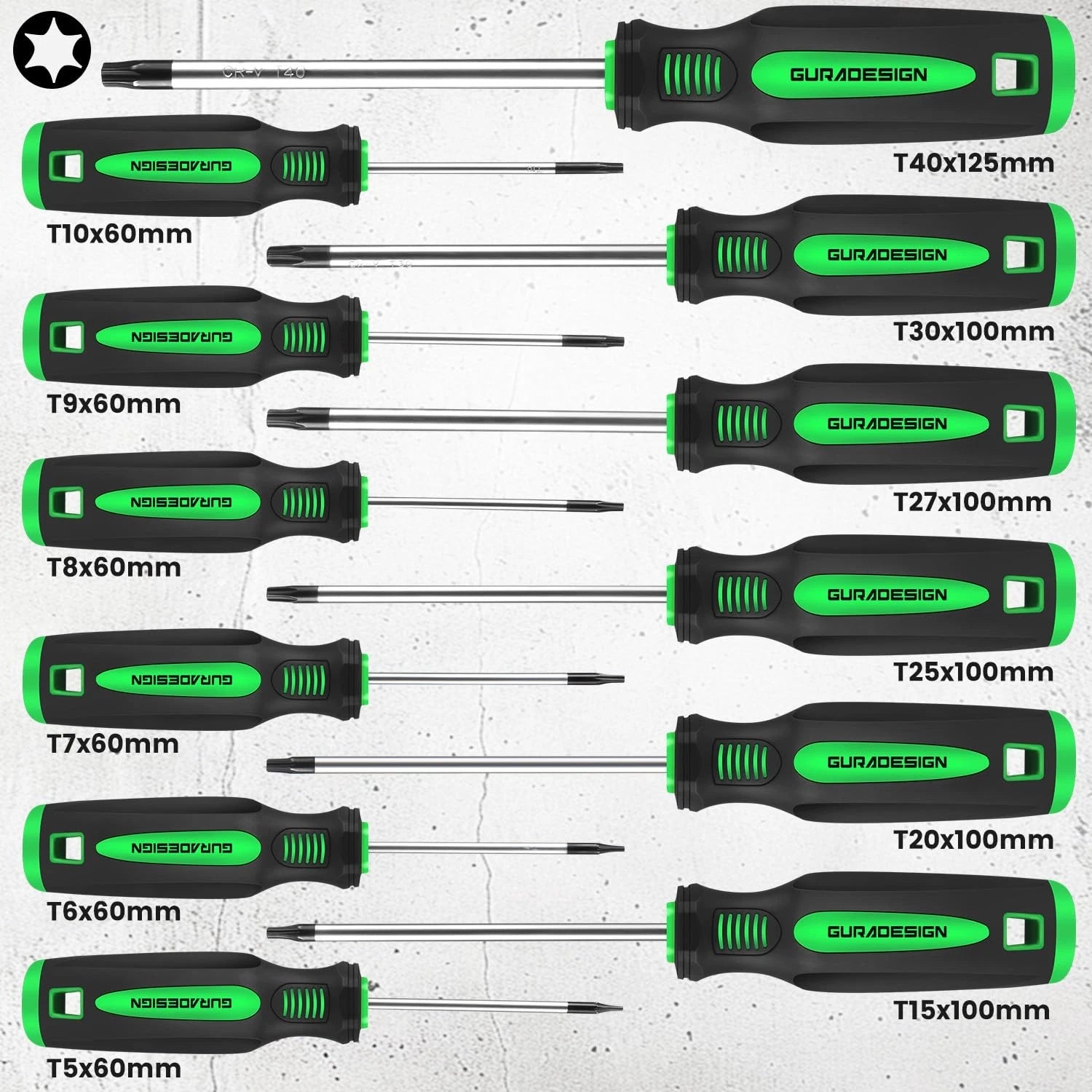 13 Piece Magnetic Torx Screwdriver Set Star Screwdrivers Chrome Vanadium Steel