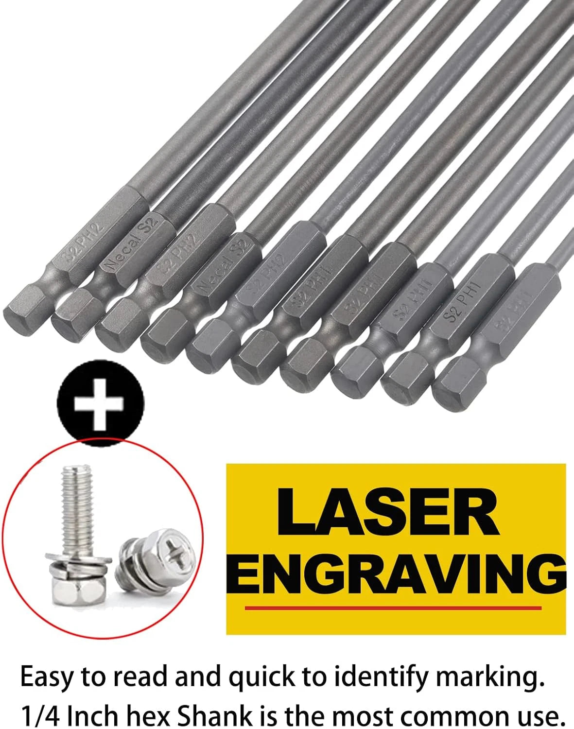 10 Pack Extra Long Phillips Screwdriver Bit Sets, 1/4 Inch Hex Shank Magnetic Sc