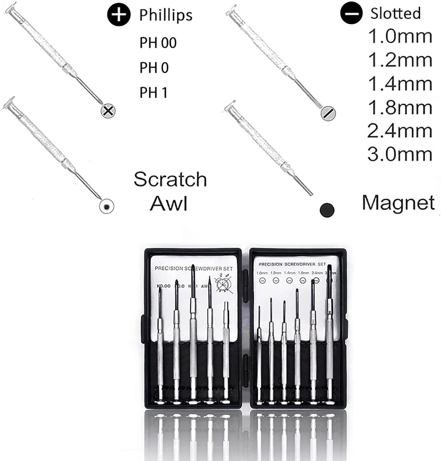 11PCS Mini Precision Screwdriver Set, Small Tools with 11 Size 11PCS, Black