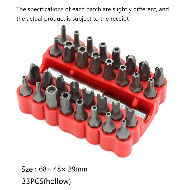 33Pcs Security Bit Set Tamper Proof Torx Spanner Screwdriver Star Hex Holder Rod