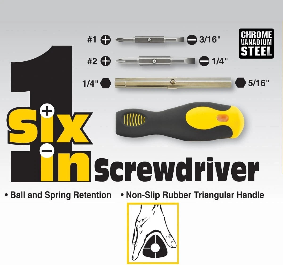 (6-Pack) 6 in 1 Screwdriver Set With Reversible Bit by Ivy Classic