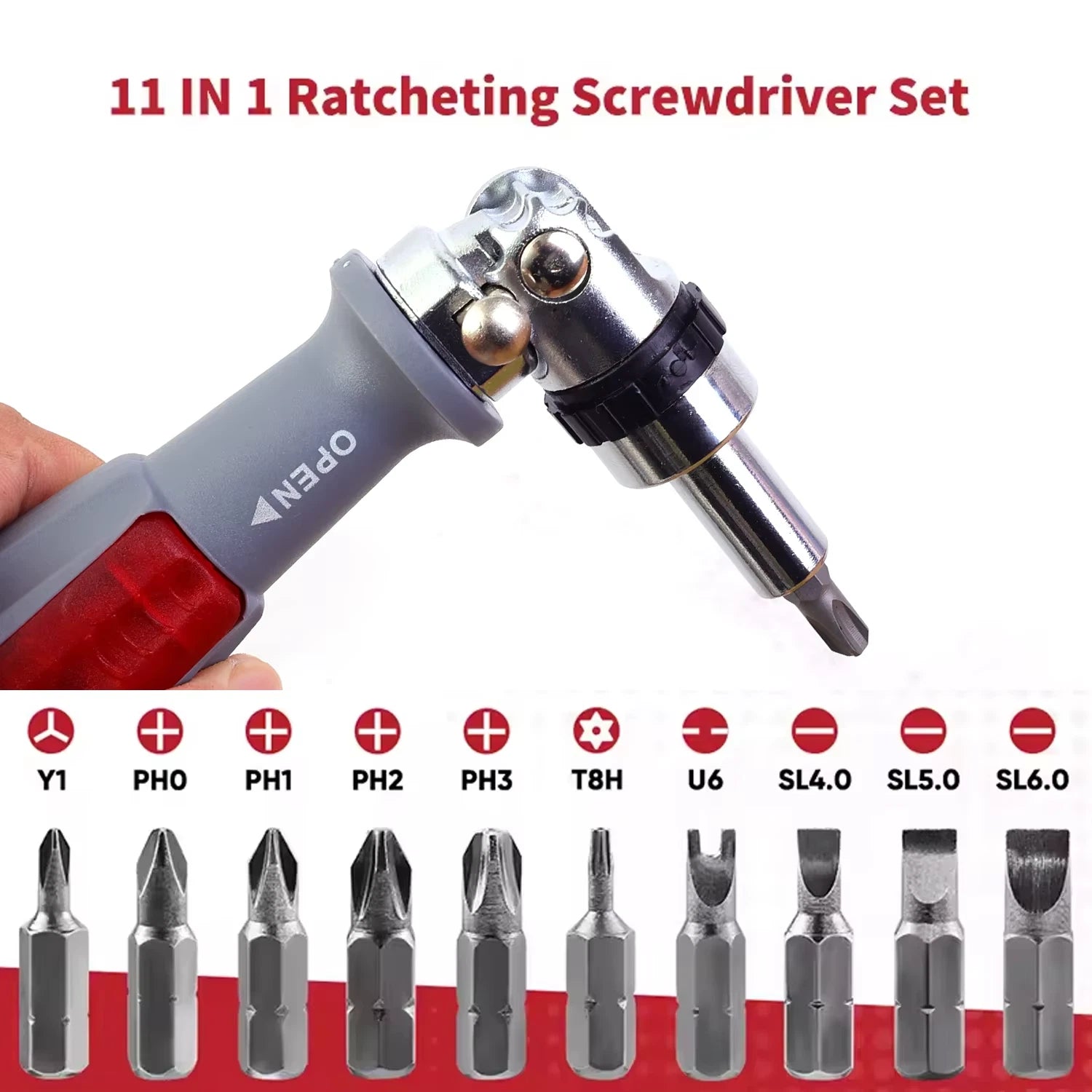 2/1Pcs 11 in 1 Ratchet Screwdriver Set Adjustment Forward Reverse Two-Way Telesc
