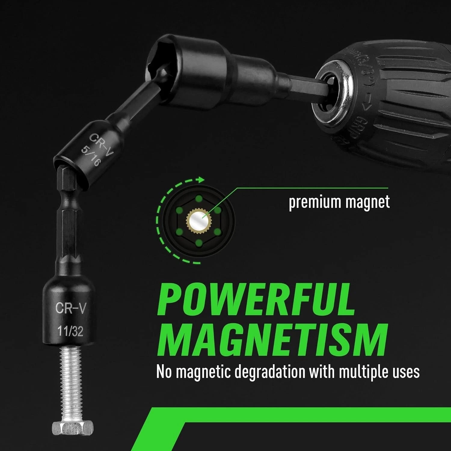 55-Piece Magnetic Nut Driver Set, Metric & SAE 1/4" Hex Shank, Impact Driver