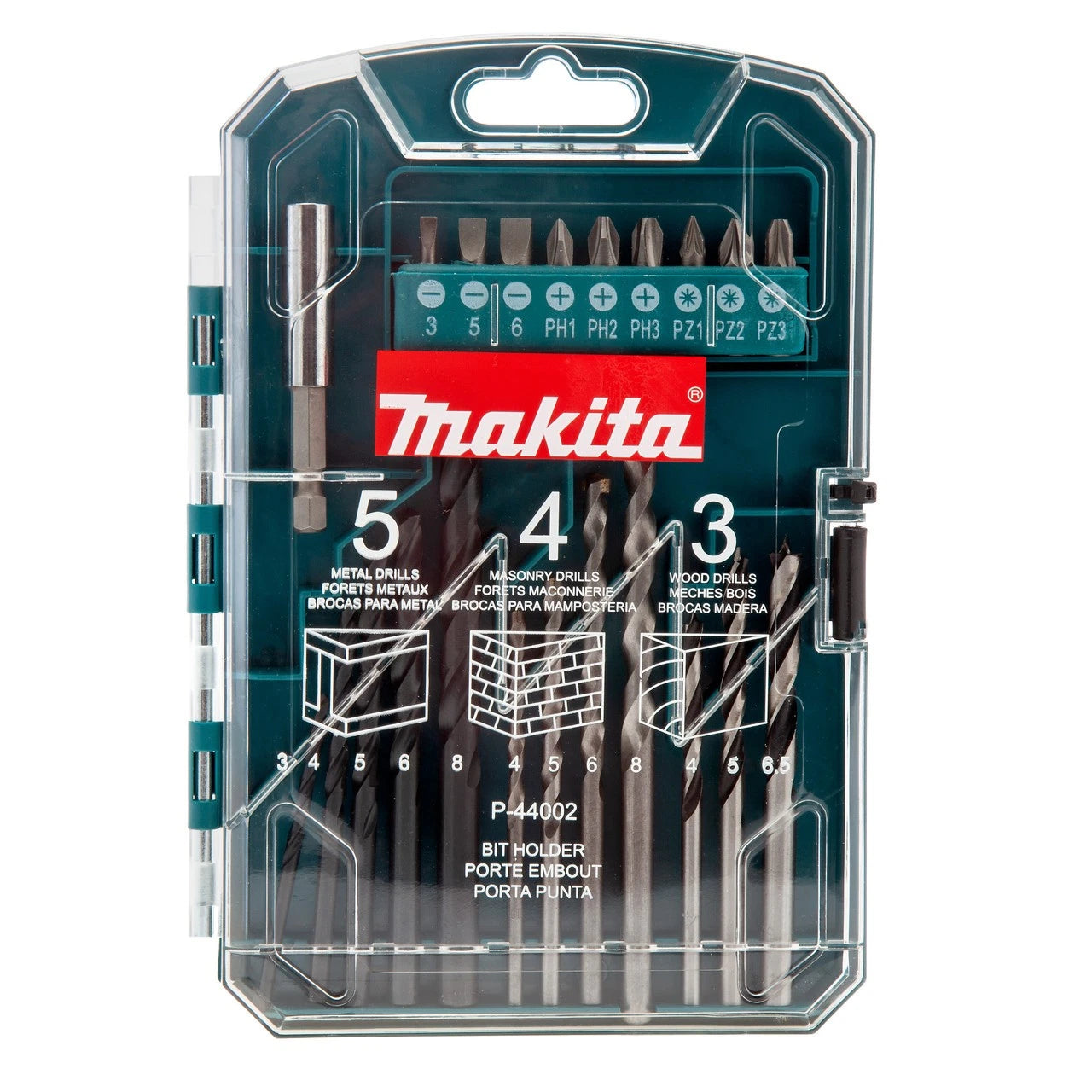 Makita Drill and Screwdriver Bit Set 22 Piece In A Plastic Case P-44002