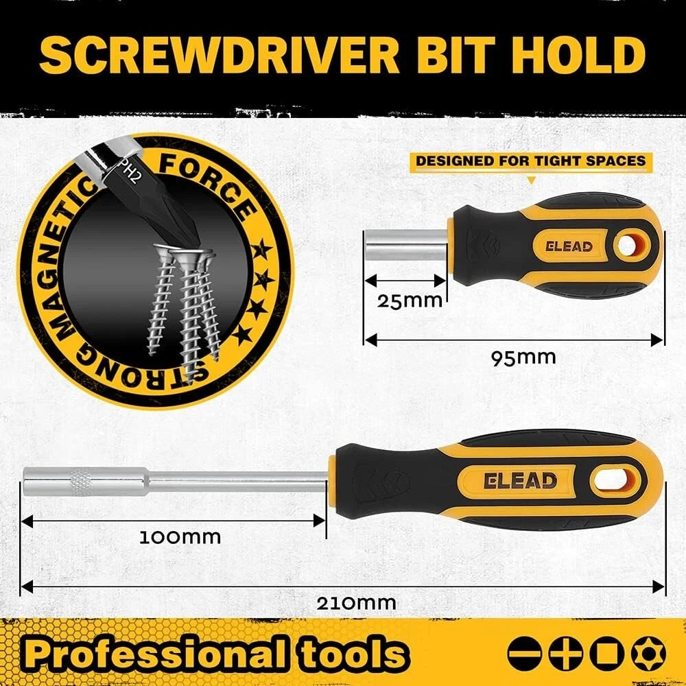 26-Piece Magnetic Screwdriver & Bit Set - Strong Magnetic Bit Holder and Screwdr