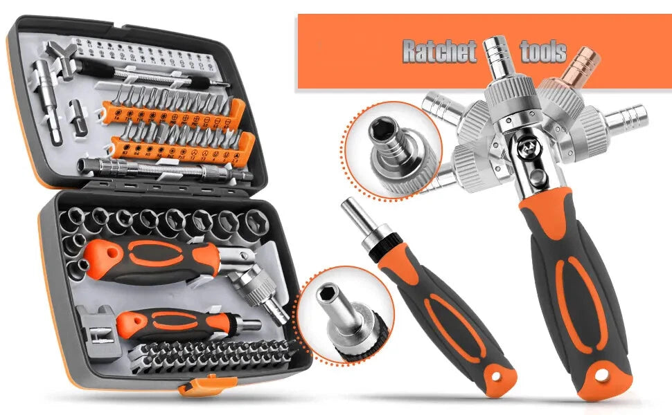 Ratchet Screwdriver Set 68 in 1 Hexagonal Cross Torx Magnetic Head Tough Handle