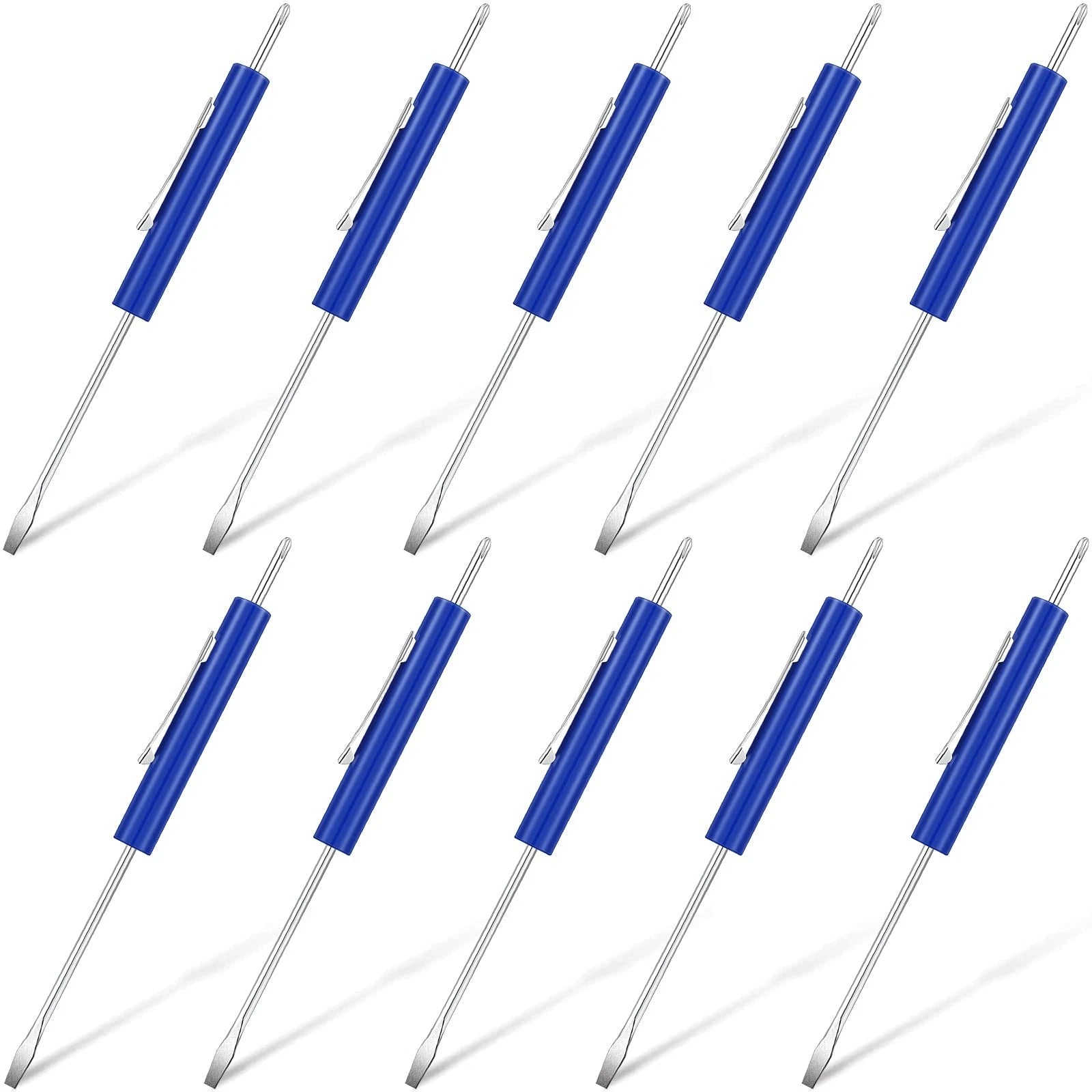 10 Pieces Pocket Screwdriver Set with Clip Double End and Slotted Two use Screwd