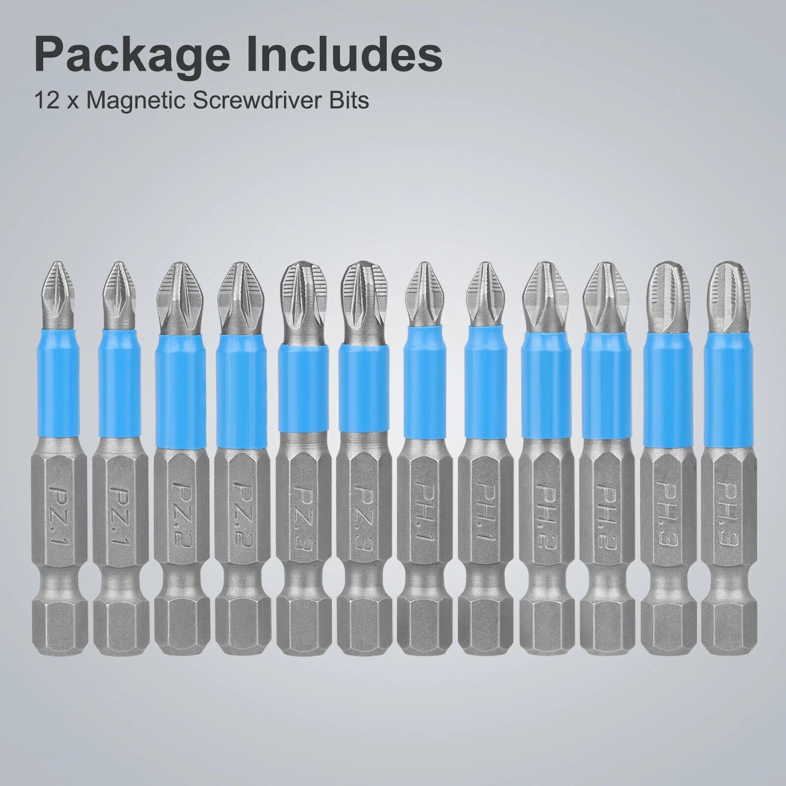 12x 1/4'' Magnetic Hex Shank Anti-slip Phillips Screwdriver Tool Drill Bit Set