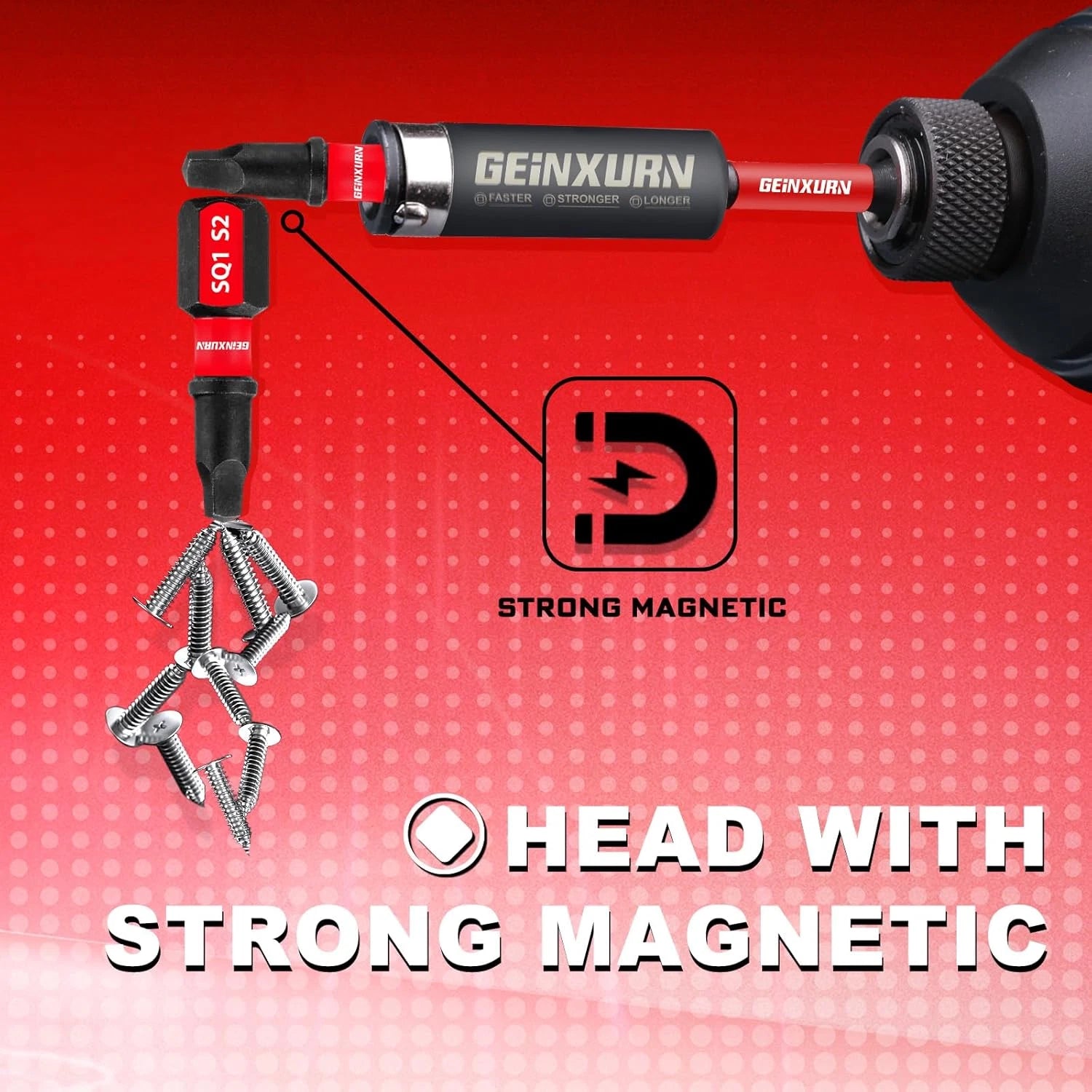 42-Piece Impact Screwdriver Bits Set, Magnetic S2 Steel, Phillips/Slotted/Square