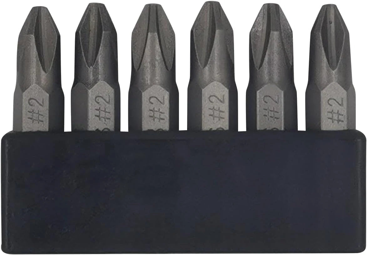 6Pcs 35Mm JIS Screwdriver Bit Set with Magnetic Tip, #1X2 #2X2 #3X2, Grey