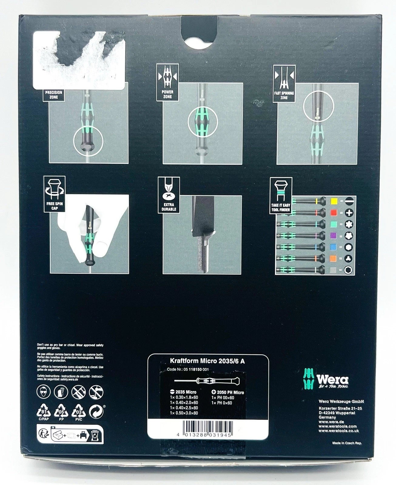 Wera 05118150001 2035/6A Kraftform Micro Fente/Phillips Tournevis, 6-Piece Set