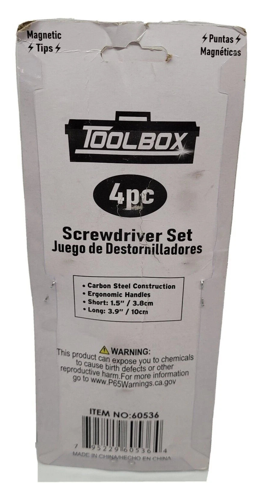 TOOL BOX 4pc Black/Yellow Screwdriver Set With Magnetic Tips 60536