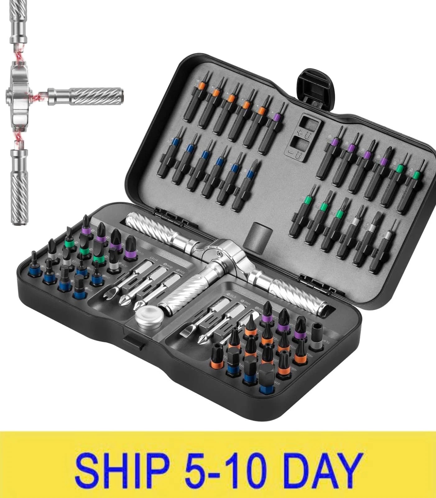 VMAN Ratchet Screwdriver Set, 66 in 1 magnetic Screwdriver sets, S2 Steel Bits,
