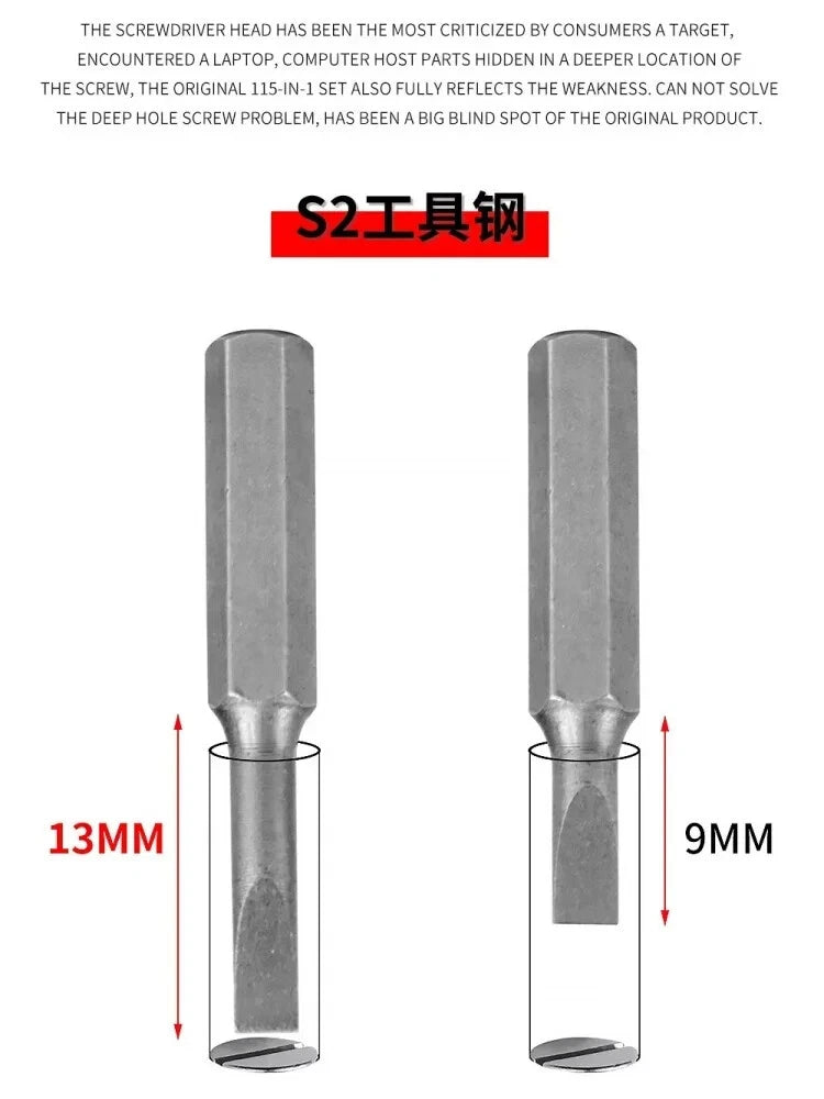 170 In1 Magnetic Screwdriver Bits Set Torx Phillips Screw Kit Electrical Wrench