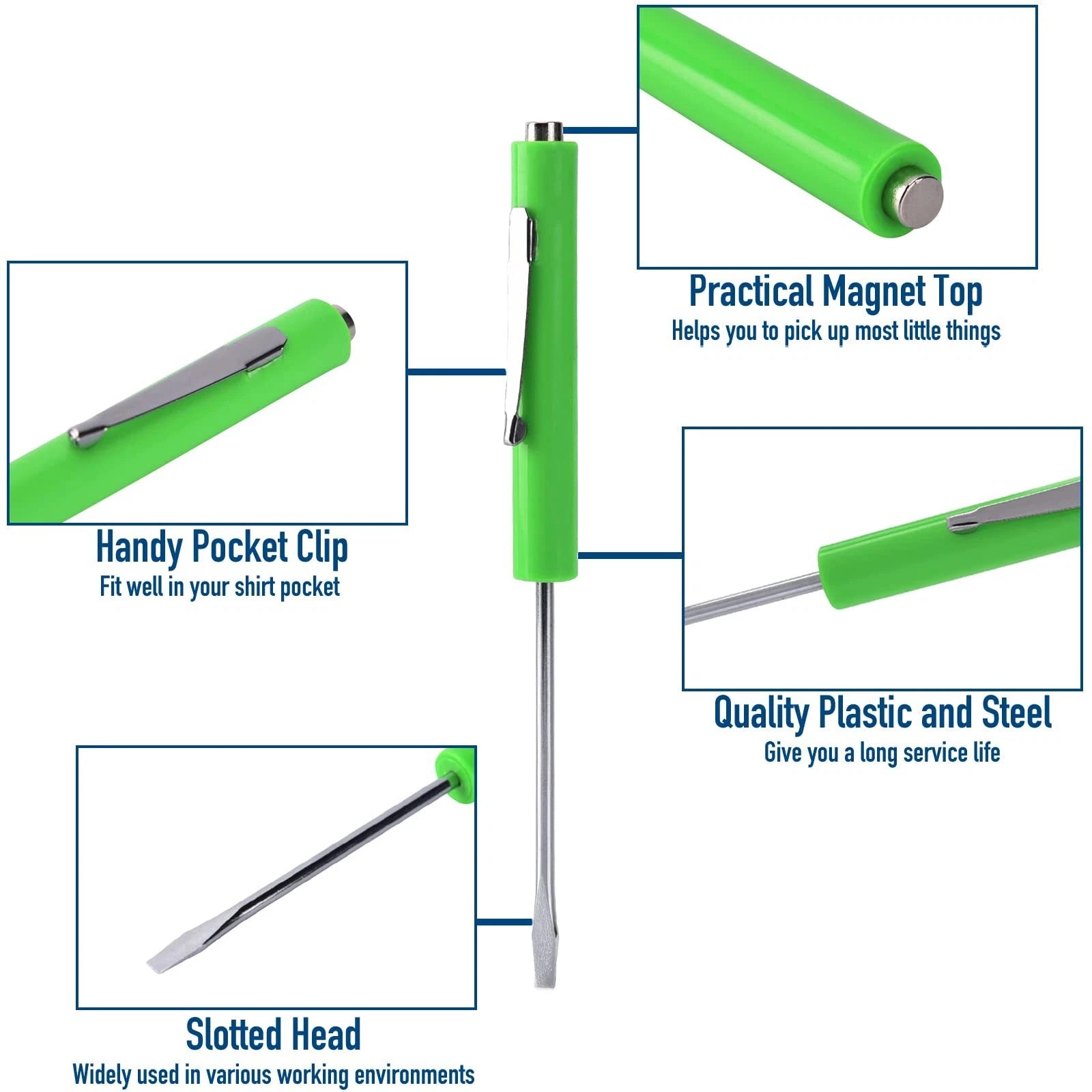 Pocket Screwdriver with Magnet 10PCS Mini Magnetic Pocket Flathead Screwdrive...