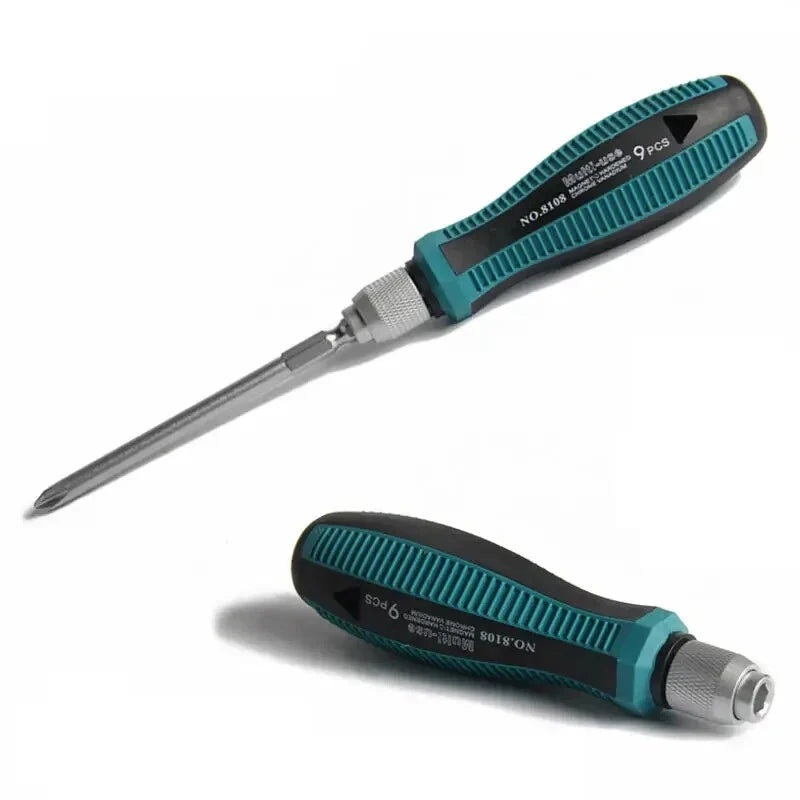 9Pcs/set Precision Screwdriver Set 1/4"/6.35mm Slotted Bits with Magnetic Tools