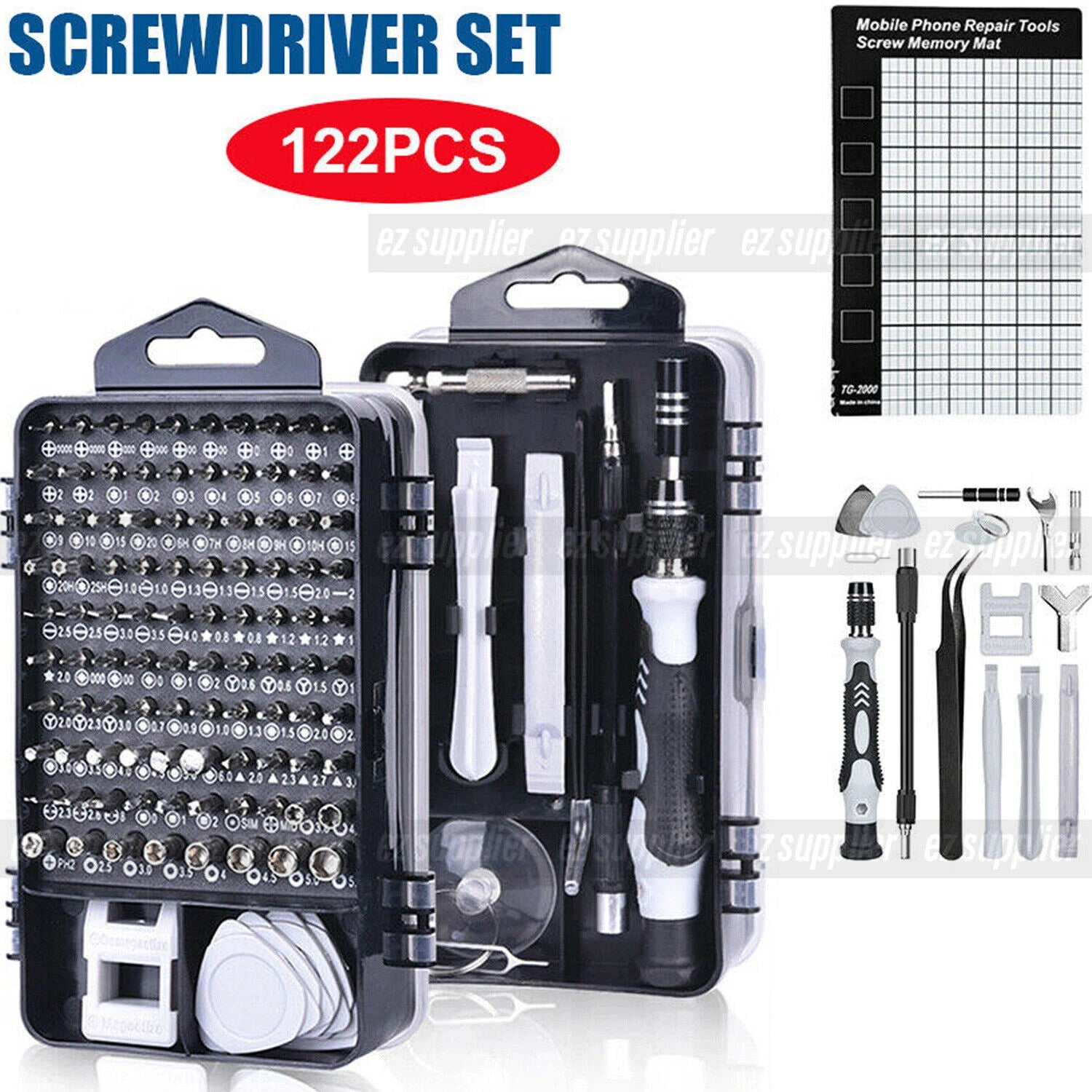 122 in 1 Precision Magnetic Screwdriver Set Computer Repair Kit with Case Black