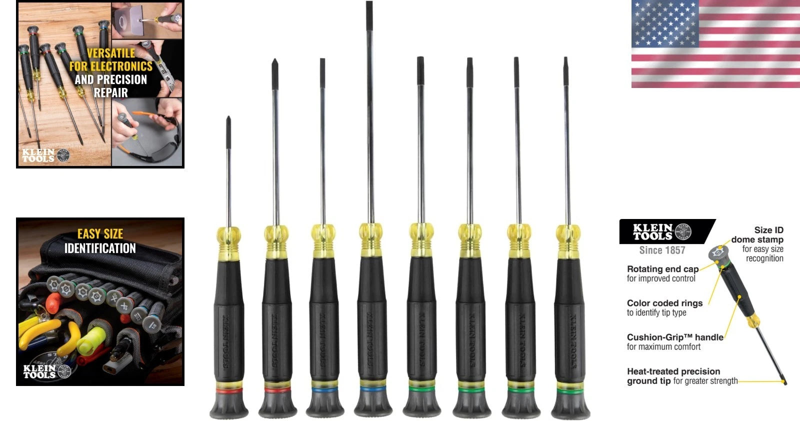 8-Piece Mini Precision Screwdriver Set with Cushion-Grip Handles for Electronics