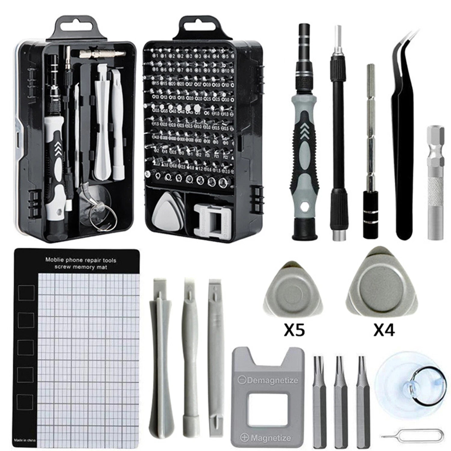 122 in 1 Precision Magnetic Screwdriver Set Computer Repair Kit with Case Black