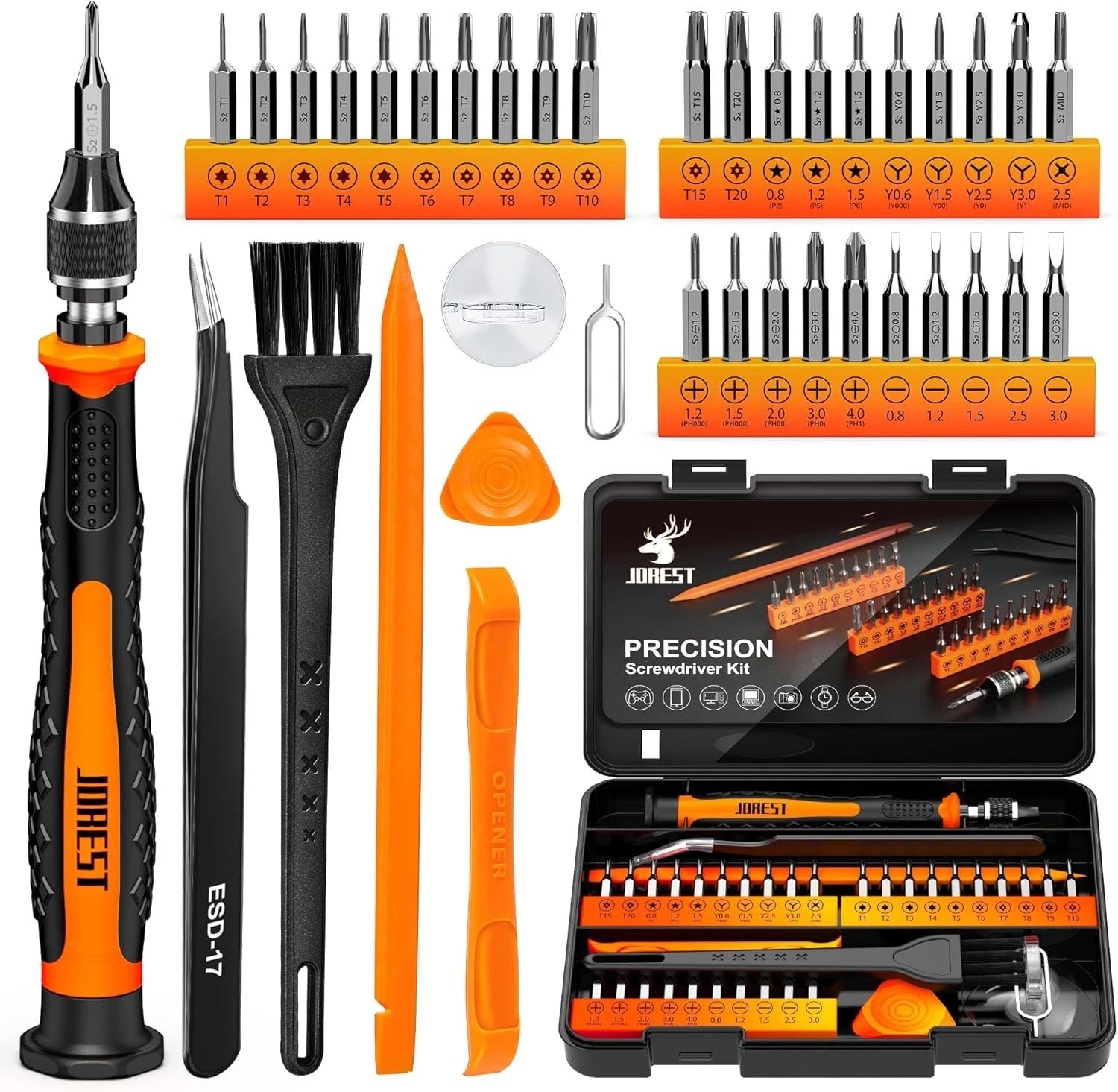 JOREST 38Pcs Small Precision Screwdriver Set (S2 Steel), Magnetic Screwdriver Se