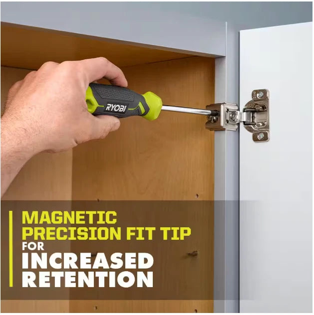 RYOBI 12-Piece Screwdriver Set – Magnetic Tips, Cushion Grip, Anti-Roll