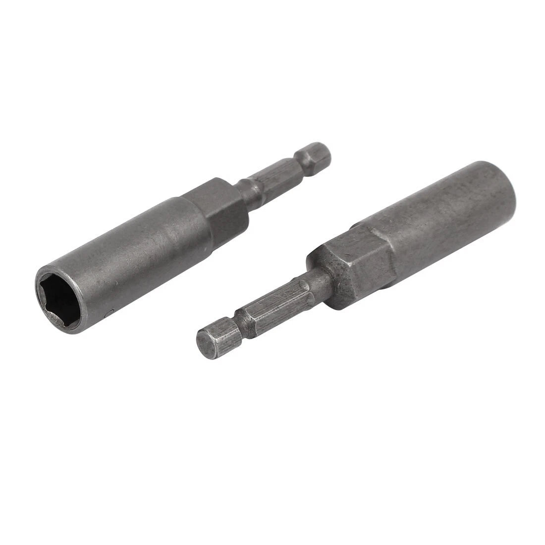 5pcs 81mm Length 1/4" Hex Shank 10mm Hexagonal Deep Socket Nut Driver Bit Gray