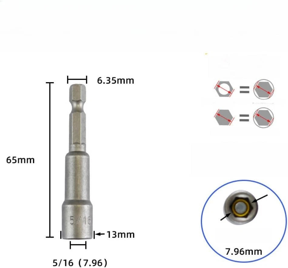10-Piece Ultra Magnetic 5/16 Nut Driver Set for Impact Drills, 2.5" Shank