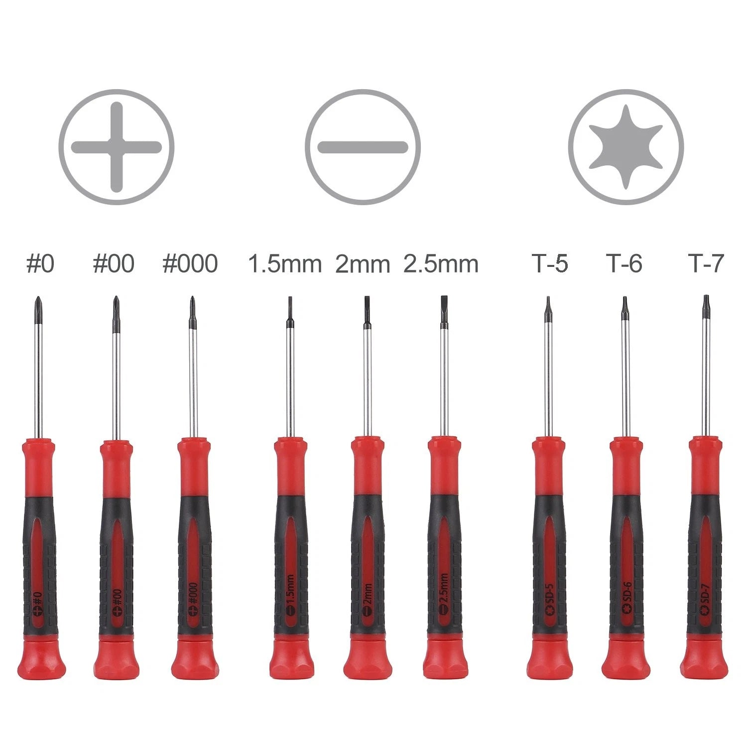 9-Piece Precision Screwdriver Set | Phillips #0, #00, #000 | Flat 1.5mm, 2.0m...