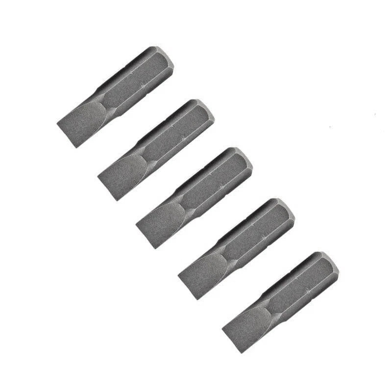 Screwdriver Handle 1/4" Hex + 5 Pack Plain Slotted Bit Set 6.5mm x 25mm