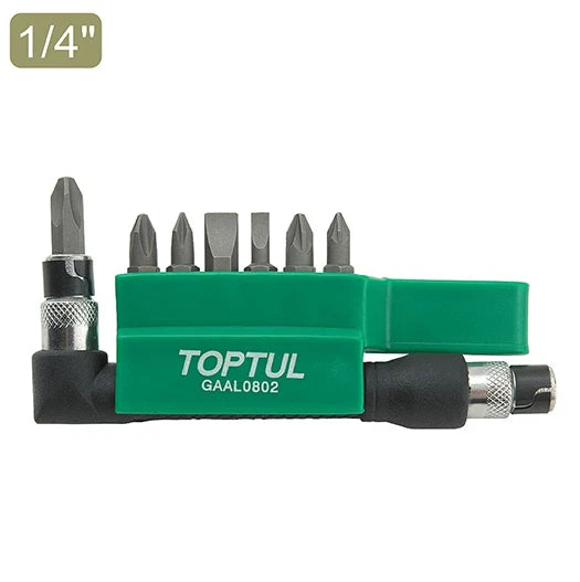 TOPTUL GAAL0802 Bit Screwdriver 8PCS 1/4" Hex Drive Bit Set (30mm)