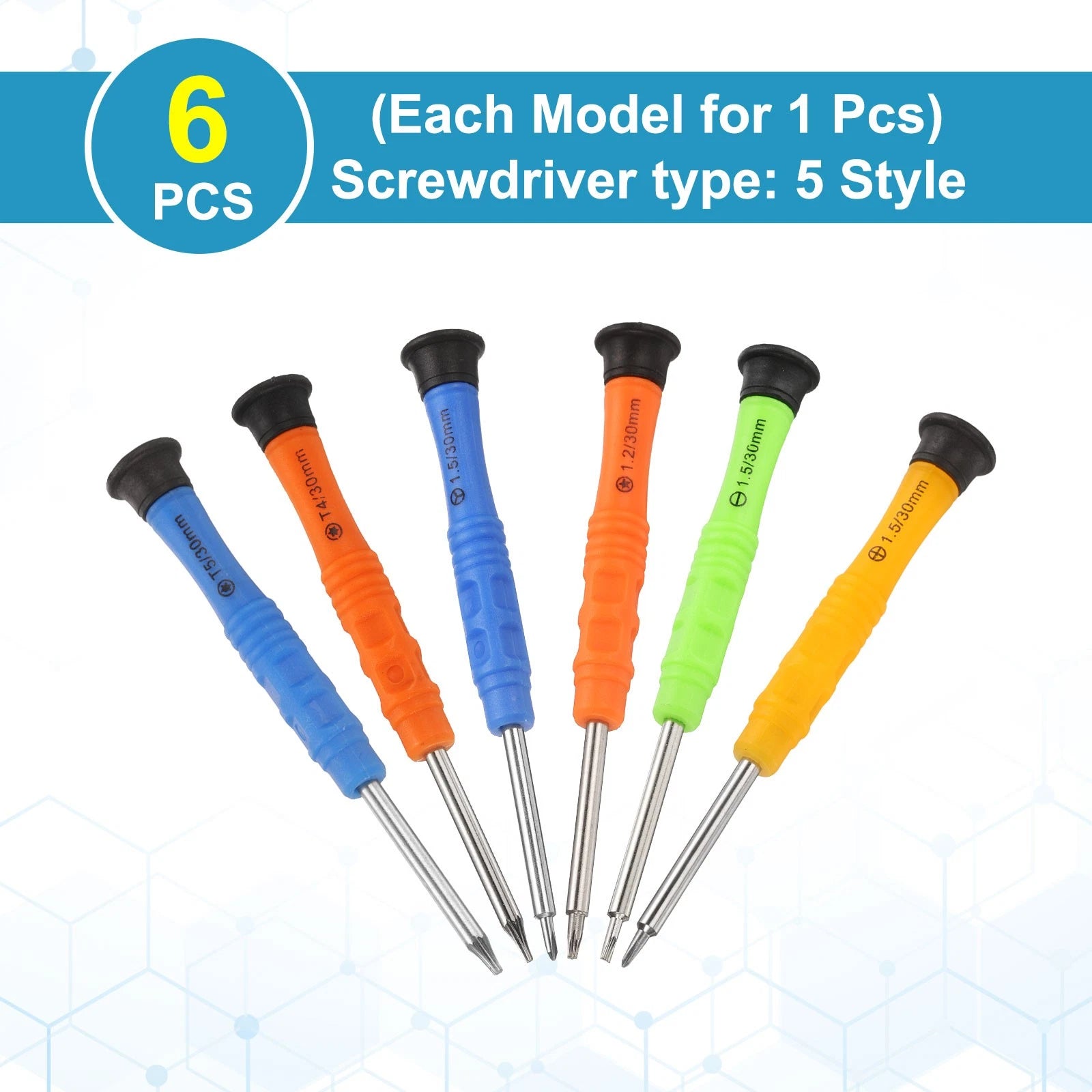 6pcs Small Screwdriver Set with Phillips Slotted Torx Star Y-type Magnetic