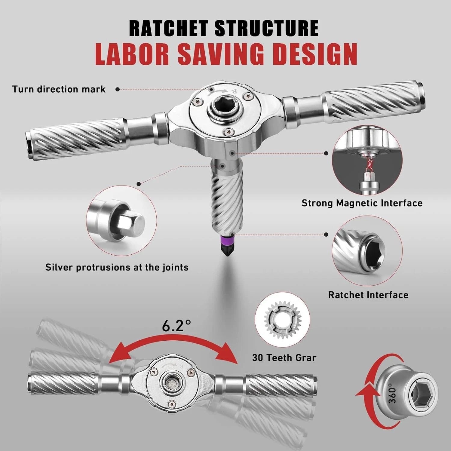 VMAN Ratchet Screwdriver Set, 66 in 1 magnetic Screwdriver sets, S2 Steel Bits,