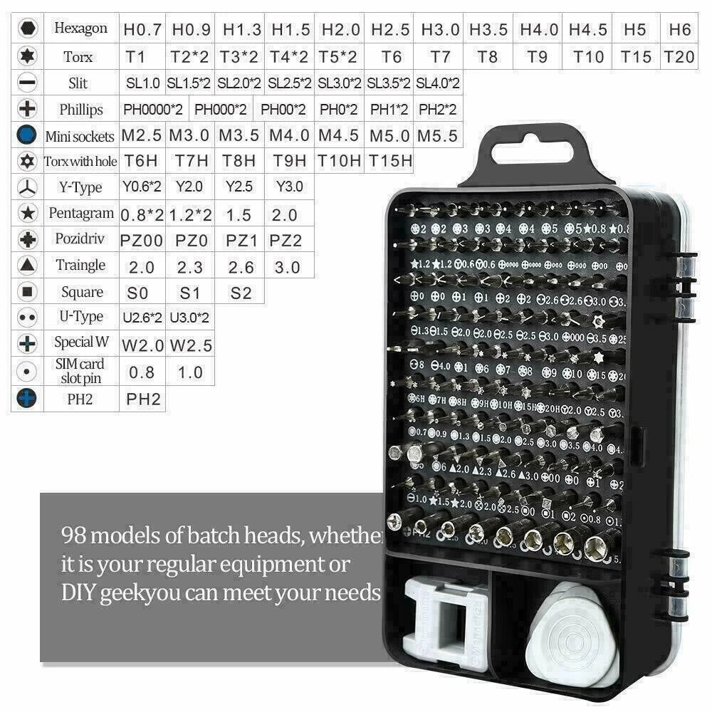 Magnetic screwdriver bit set for iphone/macbook tool kit set 117pcs