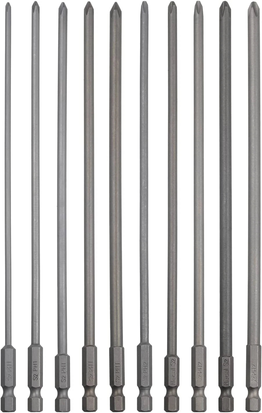 10 Pack Extra Long Phillips Screwdriver Bit Sets, 1/4 Inch Hex Shank Magnetic Sc