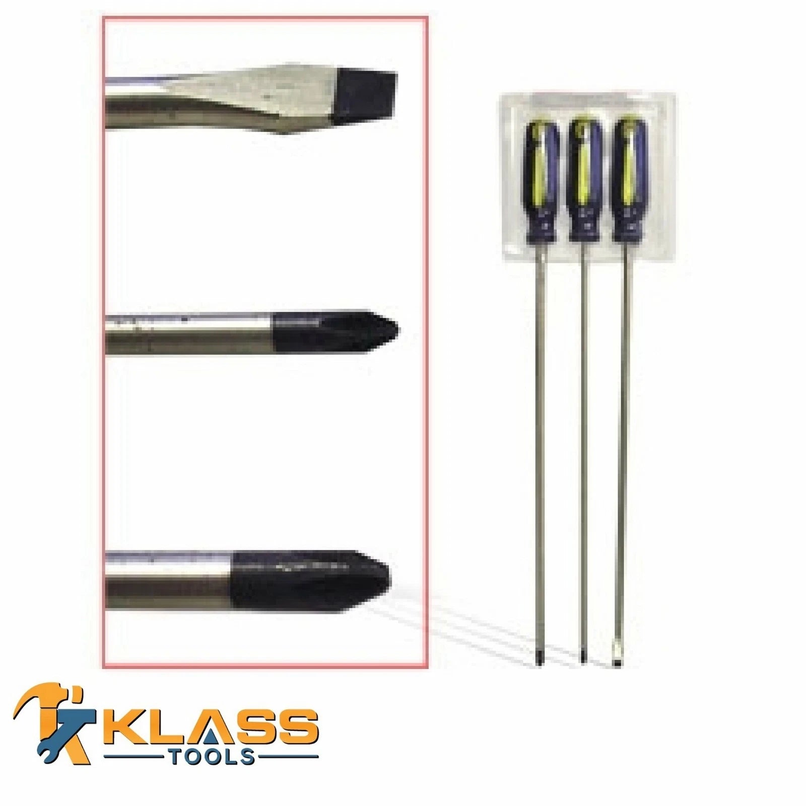 3 Piece Set of Long Screw Drivers with Carbon Tips by KlassTools