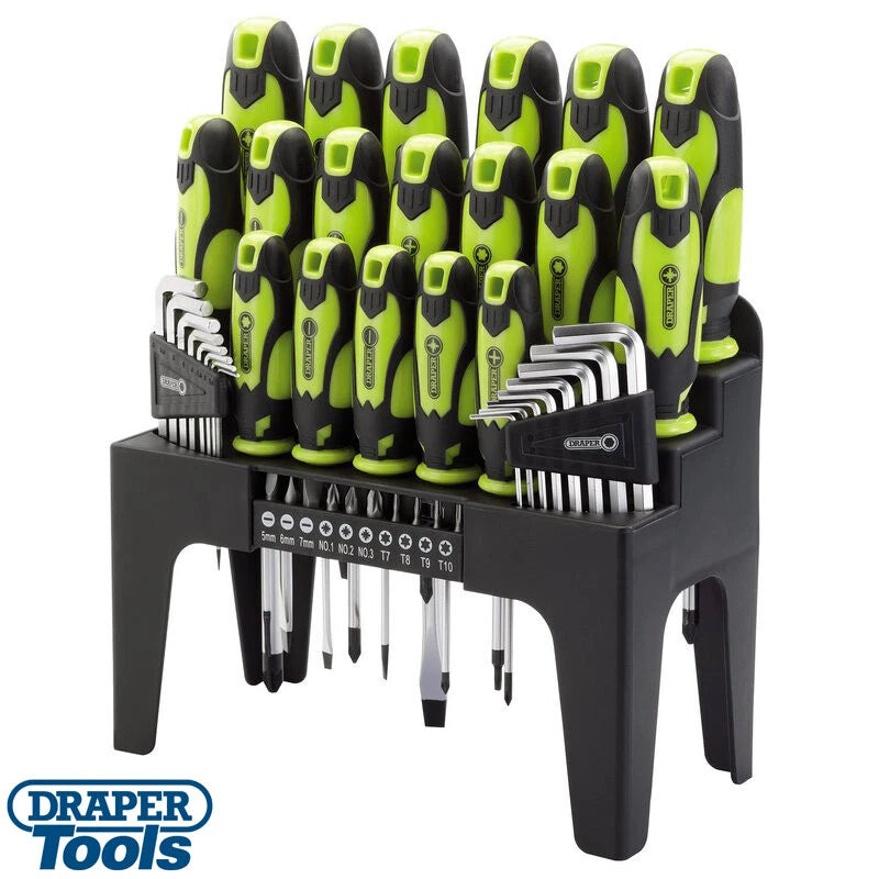 Draper Screwdriver Allen Key Bit Set + Storage Stand Plain Cross Pozi 44pc