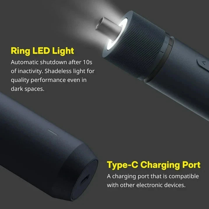 HOTO 3.6V Electric Screwdriver Kit – Rechargeable, 3 Torque Settings, LED.