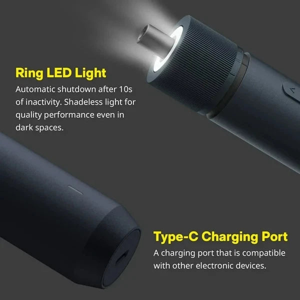 HOTO 3.6V Electric Screwdriver Kit – Rechargeable, 3 Torque Settings, LED.