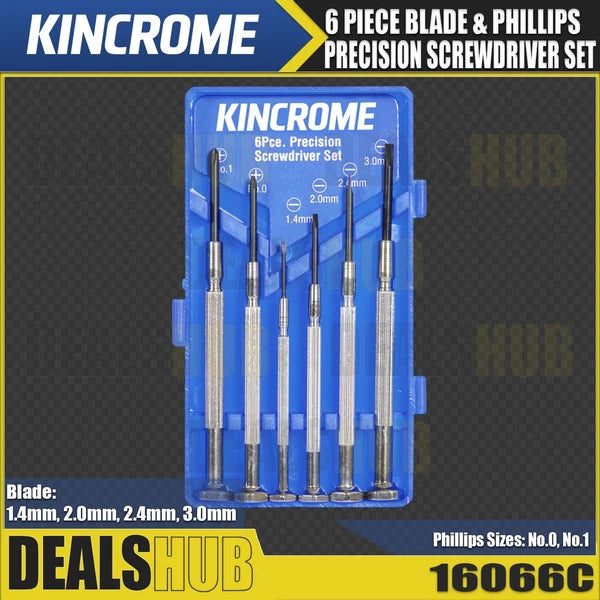 KINCROME 6 Piece Phillips & Blade Precision Screwdriver Set Storage Case 16066C