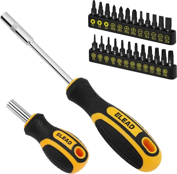 26-Piece Magnetic Screwdriver & Bit Set - Strong Magnetic Bit Holder and Screwdr