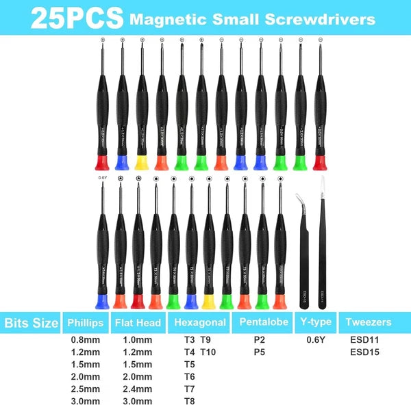 Precision Screwdriver Set, 25Pcs Small Screwdrivers Set Magnetic W/ Torx Flat