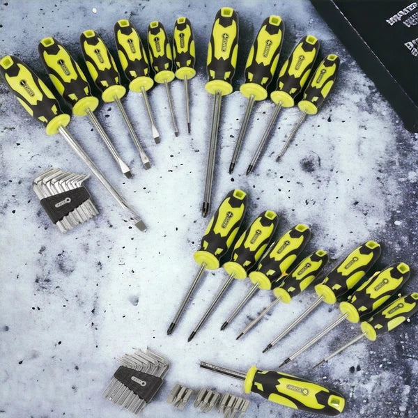 DRAPER SCREWDRIVER ALLEN KEY BIT SET + STORAGE STAND PLAIN CROSS POZI (44PC)