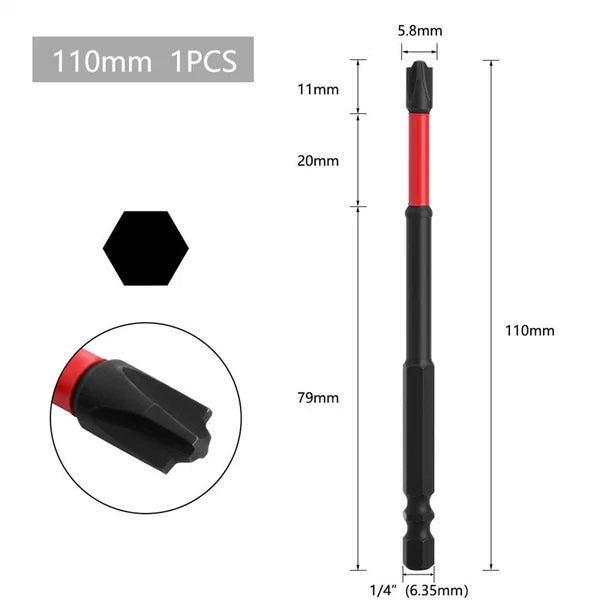 5-10pcs FPH2 Impact Screwdriver Bit Set-S2 Steel 65mm &110mm Slotted Heads US
