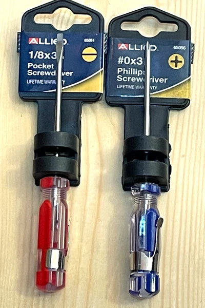 Pocket Screwdriver Set, Professional, #0x3" Phillip's & 1/8x 3" Flat Blade, New