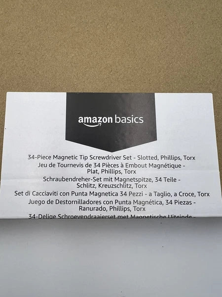 Amazon Basics 34-Piece Magnetic Tip Screwdriver Set - 34-Piece, Grey, Black