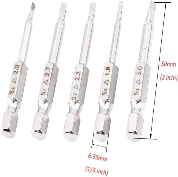 5 Pcs 50mm 1/4 Hex Shank Magnetic Triangle Head Screwdriver Bit Set S2 Steel Scr
