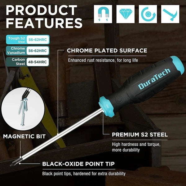 DURATECH 6PC Magnetic Torx Screwdriver Set S2 Steel Shaft Magnetic Tip W/Storage