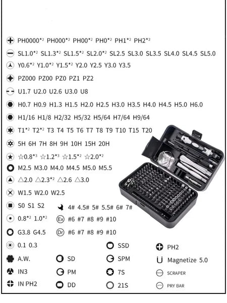 170 In1 Magnetic Screwdriver Bits Set Torx Phillips Screw Kit Electrical Wrench